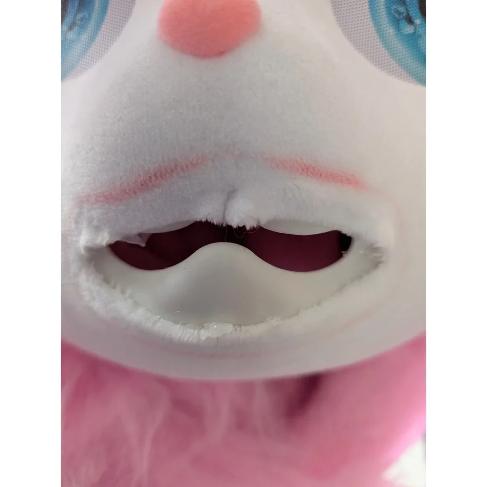 Pink Faux Fur Anime Animal Mask Hood Blue Eyes Kids Costume Cosplay Halloween